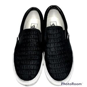 Vans Platform Slip-on Sneaker Black Leather Woman’s 9.5 / Mens 8